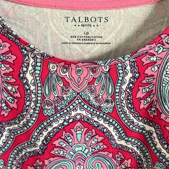 TALBOTS LP LONG SLEEVED TEE HOT PINK/MED PINK/AQUA - Picture 2 of 2